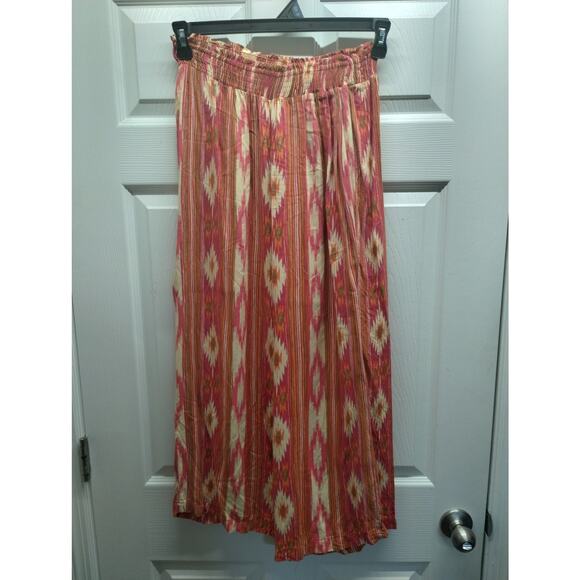 Vintage Angie Size Small Y2K Wide Leg Aztec Southwestern Boho Crop Pull-On Pants - Picture 1 of 4